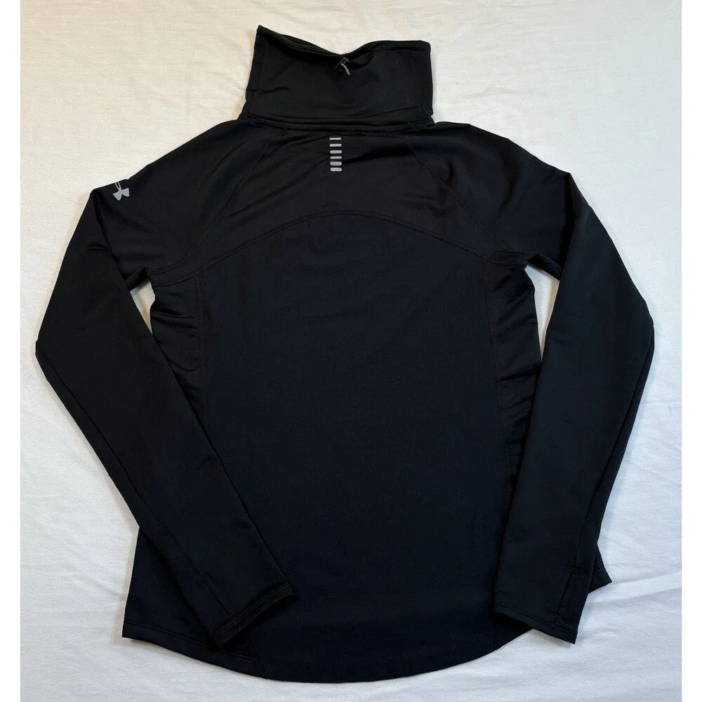 Under Armour ColdGear Run Fitted Black Mock Neck Pullover Thumbholes Women’s M